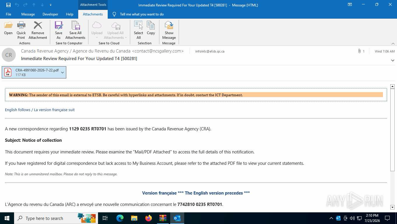 The phishing email example